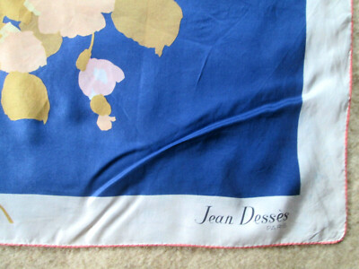 Foulard Vintage Jean Dessès En Soie 100% - Motif élégant - Dimensions 76 X 76 Cm - Occasion
