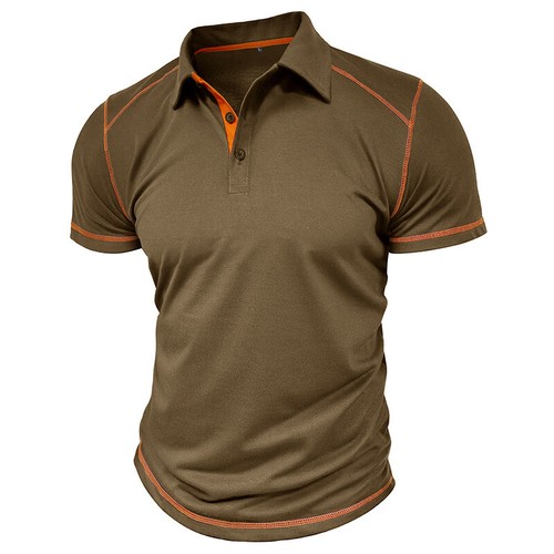 Camisa Polo Hombres Color Sólido Cuello Manga Corta Deporte Informal Camiseta Moda - Imagen 16 de 18