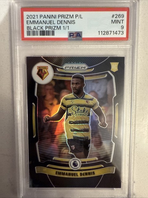 2021-22 Panini Prizm P/L  Emmanuel Dennis  Black Prizm 1/1 Rookie RC  PSA 9