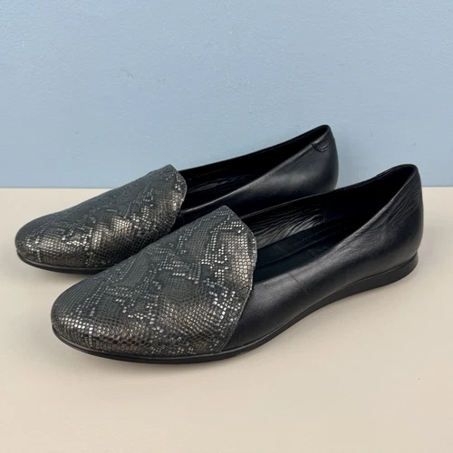 Ballerine Ecco Touch nere in pelle stampa serpente da donna taglia 41 US 10 10 5
