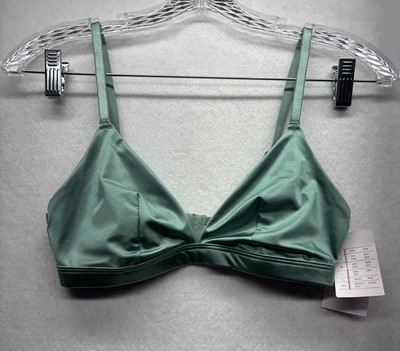 Women s Auden Teal Green Satin Triangle Bralette XS NWT