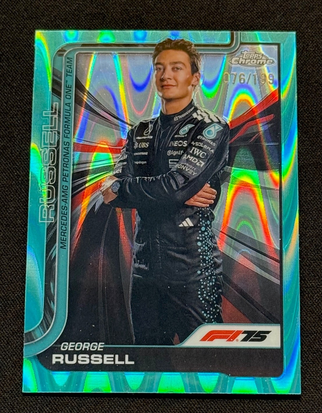 2025 Topps Chrome Formula 1 George Russell #7 Aqua RayWave Refractor /199 🔥🔥