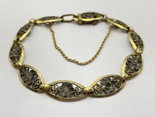 Antique Victorian 9ct Rolled Gold & Clear RheinStone Bracelet