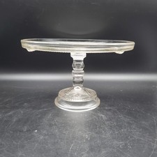 Vintage Etched Glass Cake Stand Pedestal 10  Plate Dessert Display