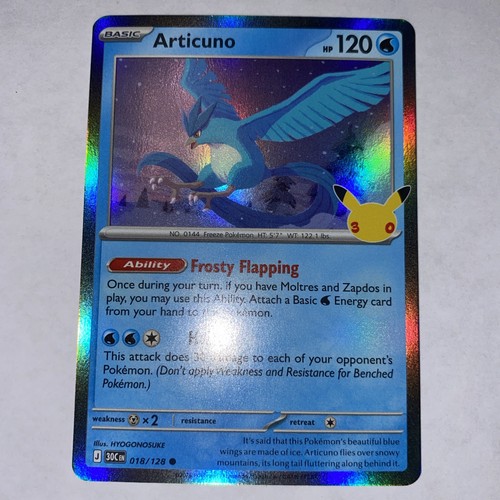 Pokemon 30th Celebration Articuno Holo Common Card 018/128 NM