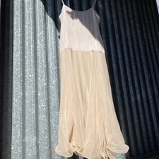 Vintage 90s Niteline by Della Roufagali 100 Silk Beige Midi Dress Size 10