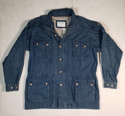 #ad Vintage Orvis Jacket Mens XL Denim Fly Fishing Field Chore Utility Pockets Barn $58.50