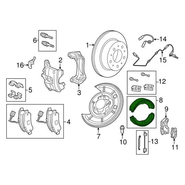 For Ram ProMaster 1500 2014-2021 Mopar Rear Parking Brake Shoes Foto 4 de 4
