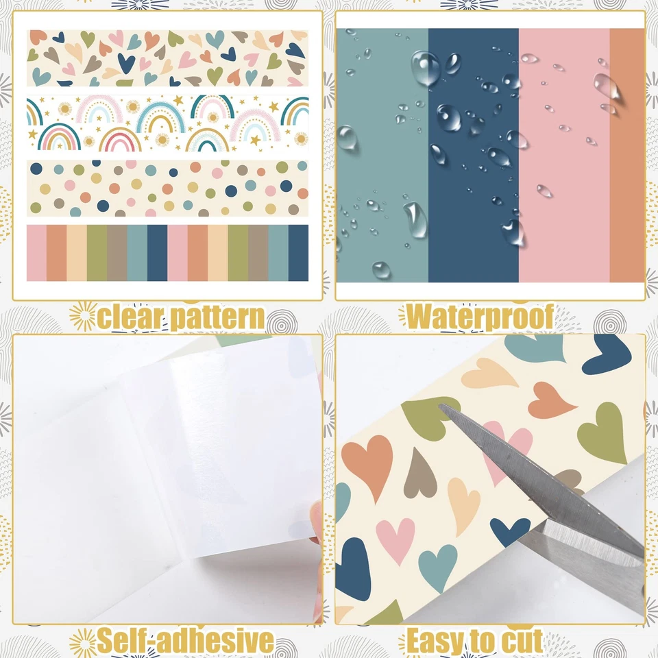 131ft Boho Bulletin Board Borders Bulletin Classroom Rainbow Hearts Border Tr... - Image 3 of 4