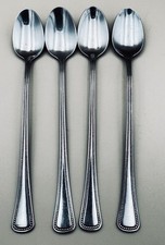 4 ONEIDA 1881 Rogers NEEDLEPOINT Beaded Artistry Iced Tea Spoons Stainless Steel