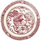 1800s Antique Victorian Aesthetic Transferware Plate Red Pink Little Mae + Dog