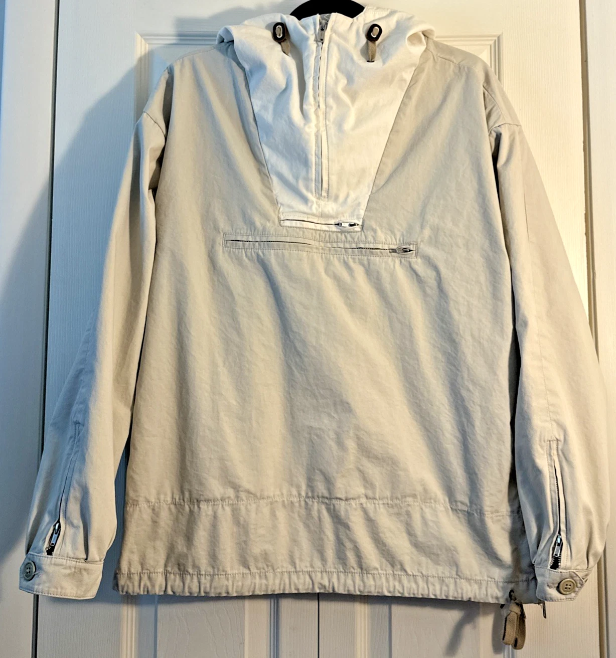 J CREW ALWAYS 100% COTTON TAN AND CREAM TWO TONE ORSMAN ANORAK JACKET SIZE XS