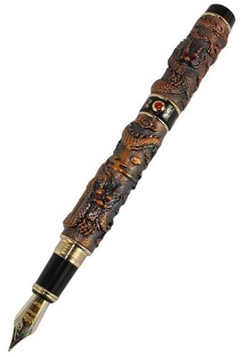edel Double Dragon mittlere Nib 18kgp schwere Füllfederhalter  Kupfer