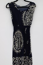 Boho Midi Dress Womens Large XL Abstract Print Sleeveless Stretch Flowy Summer