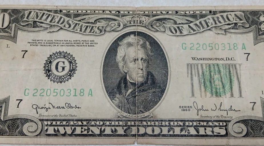 1950 $20 7 G Federal Reserve Bank of Chicago Note G 22050318 A - Image 2 of 4