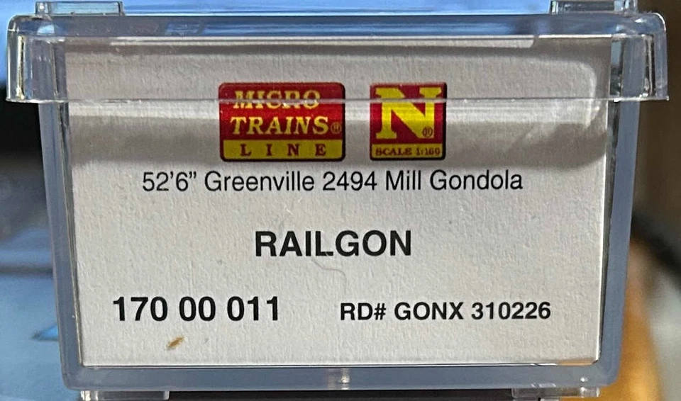 New N Scale MTL N Scale  Railgon 52'6" Greenville 2494 Mill Gondola# 310226 - Image 4 of 4