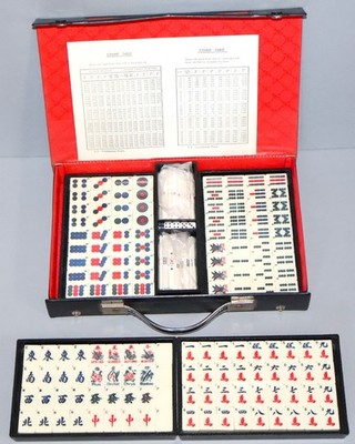 Factory Sealed Vintage Mahjong Chinese Game Two Layer Cased Set Bone Bamboo