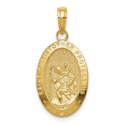 10k Oval Saint Christopher Medal Pendant 20 X 12MM 1.35gm