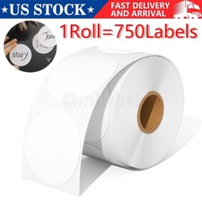 750/Roll 2" Round Direct Thermal Labels Blank Stickers Name Tags Barcode DIY
