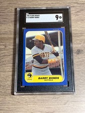 Barry Bonds 1986 Fleer Update SGC 9 Mint Graded Card Pirates Rookie #U14. rookie card picture