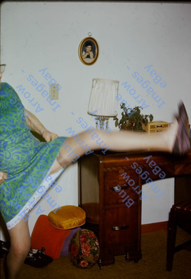1974 35mm Slide Novelty Humor High Kick Granny Woman Nylon Stockings #12183