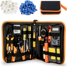 LEATBUY Network Crimp Tool Kit for RJ45/RJ11/RJ12/CAT5/CAT6/Cat5e/8P, Profess...