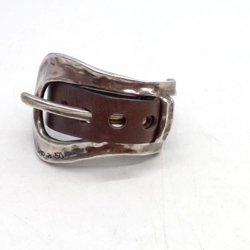 Uno de 50 Sterling silver-plated and leather bracelet Women or Men Made in Spain