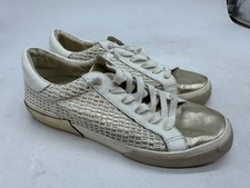 Dolce Vita Zina Sneakers Women's White Gold Lace-Up Low Top Comfort - 8