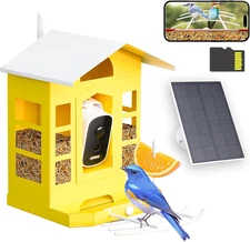 Metal AI Bird Feeder Camera with 32GB Solar Powered 2K Auto Rec and Live View