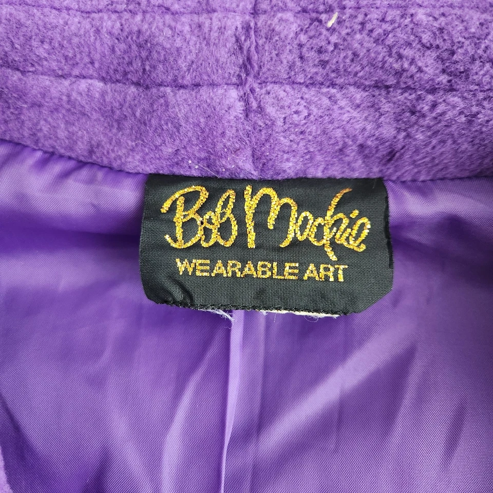 Bob Mackie носимый искусства вышитый длинным рукавом флисовый блейзер 2 X фиолетовый винтажный - Изображение 4 из 4