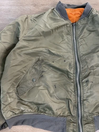 Vintage 80s Alpha Industries MA-1 Flight Bomber Jacket XXX-Large Olive Green USA image 2