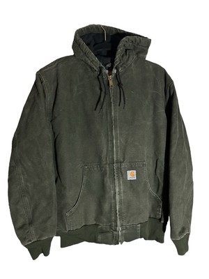 Vintage Carhartt Women's WJ130 MOS Quilted Hooded Jacket Moss