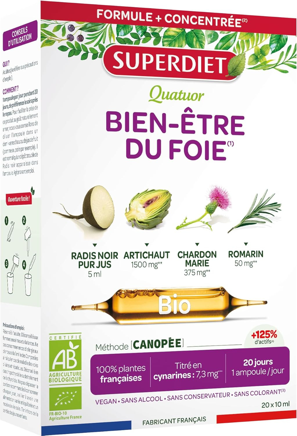 Digestion Bio Foie Radis Noir Artichaut Romarin Chardon Marie en ampoules