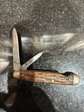 🔥VINTAGE Cattaraugus Cutlery Co Stag Pocket Knife. Made In Little Valley NY. 🔥