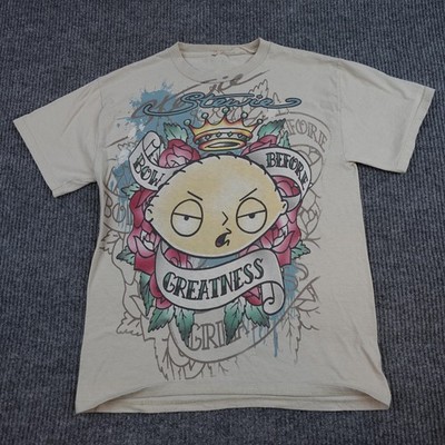 Vintage Family Guy Stewie Griffin Shirt Mens Small Beige Bow Before Greatness