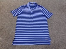 RLX Ralph Lauren Polo Shirt Medium blue Mens striped stretch golf polyester