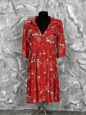 Ba&sh Floral Pattern Midi Long Sleeve Blouson Dress Size