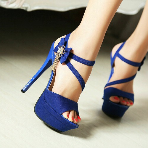 Sexy Women Rhinestone Buckle High Heels Stiletto Platform Sandals Party Shoes - Picture 15 of 15