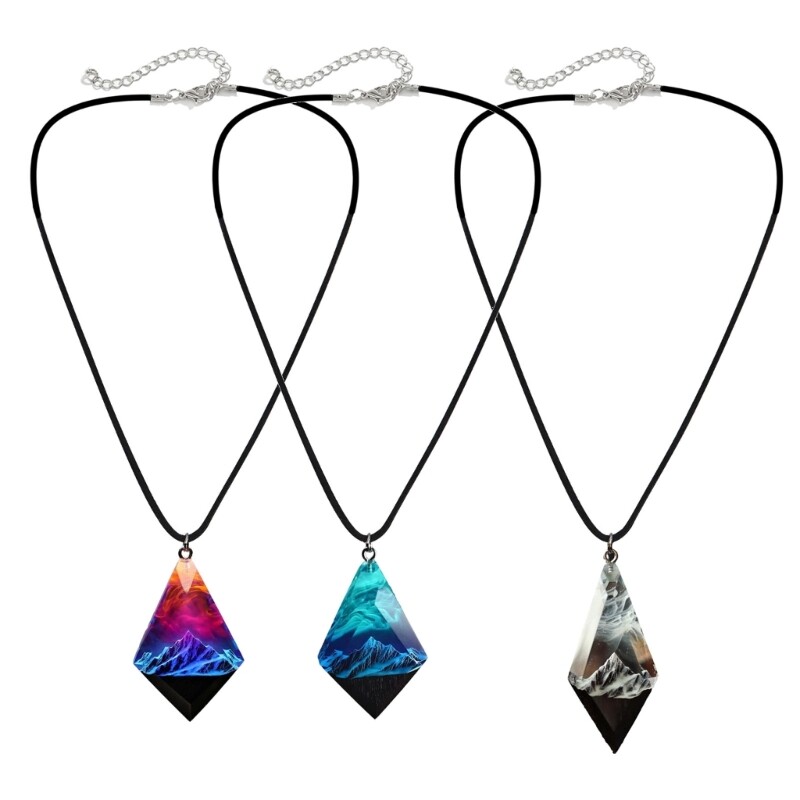 Magical Snow Mountain Resin Pendant Necklace with Inner Design