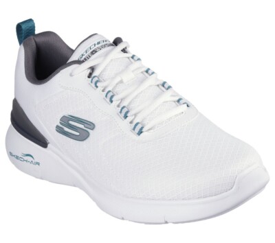 Man Skechers Air Dynamight Durron Sneaker Shoe 232971 White/Turquoise Brand New