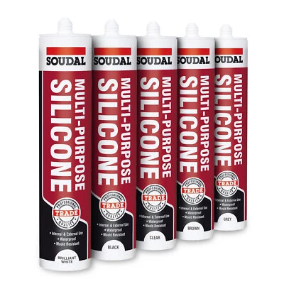 Soudal Trade Silicone Sealant Multi Purpose Constrction Flexible with Fungicide