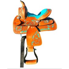 8" inch Western Miniature Horse Trail Mini Leather Saddle Floral Tooled Tack Set