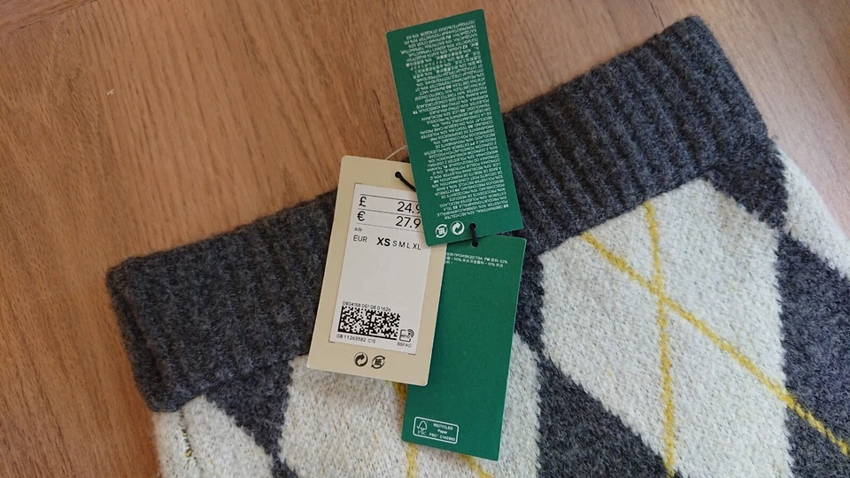 H&M Pringle of Scotland (Conscious Material) Womens Skirt Argyle Knit XS - BNWT - Image 3 of 4