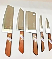 SET /5pcs Thai Cook KIWI Knives Wood Handle Kitchen Blade Stainless (#830)