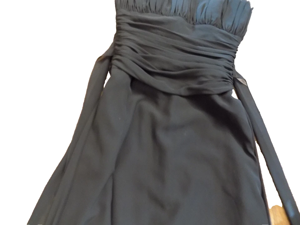 B2 черный без бретелек платье собранный драпировки талии плиссированные корсет верхний GALA платье sz 8 - Изображение 3 из 4