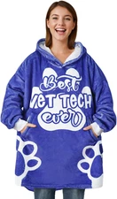 Vet Tech Week Gifts, Wearable Fleece Vet Tech Blanket Hoodie, Super Soft Warm Co