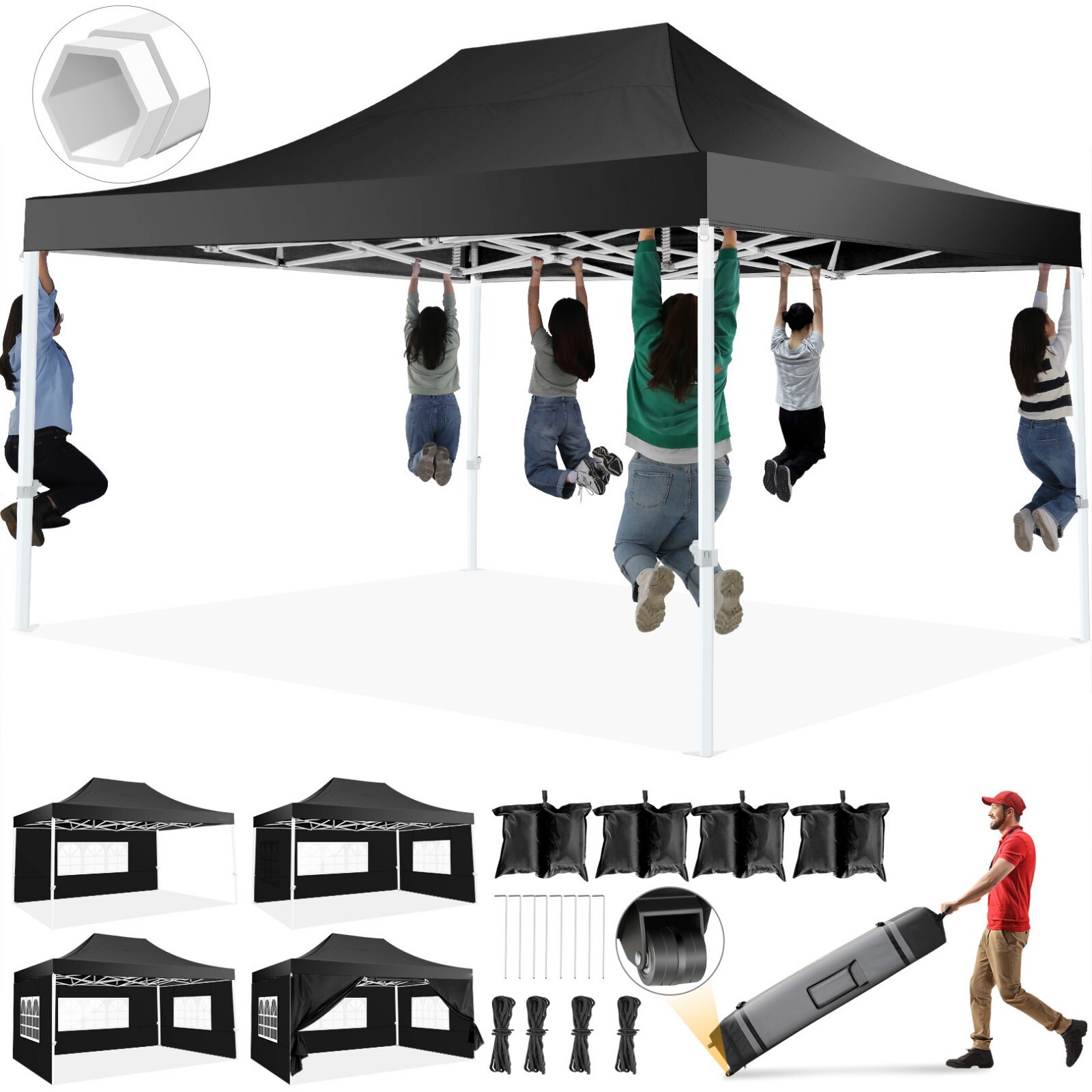 Outdoor Weeding Party Tent W/ Side Walls &roller Bag !!