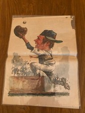 1973 New York Daily News Stark Drawings Jerry Grote Mets Thurman Munson Yankees