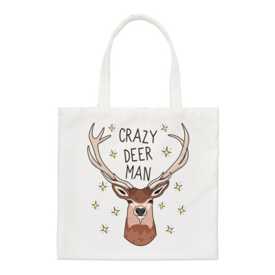 Crazy Deer Man Regular Tote Bag Lustig Hirsch Witz Tier Shopper Schulter