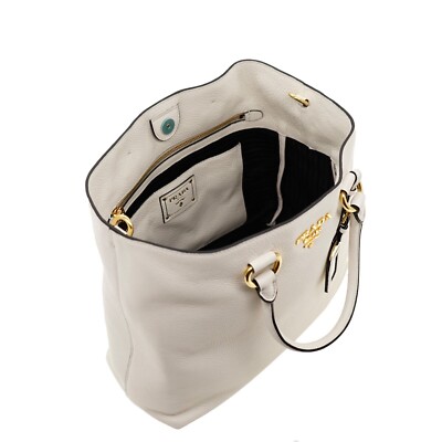 Prada Tote Large Shopping Shoulder Bag Vitello Phenix White